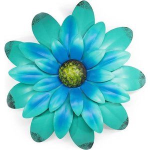 Blue Metal Flower WallDecor Metal WallArt Decorations Hanging For Indoor Outdoor